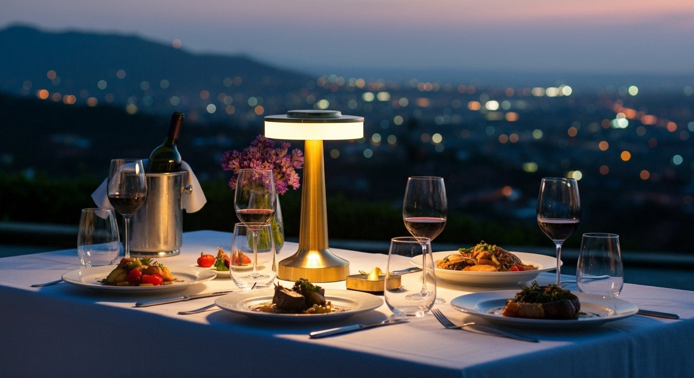 AuraGlow Cordless Touch Lamp in finish, dimmable with 3 colour modes. VelunaLumin.