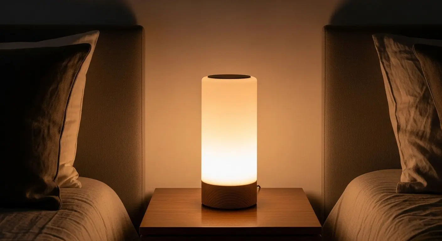 Chroma white portable RGB touch lamp for desks.