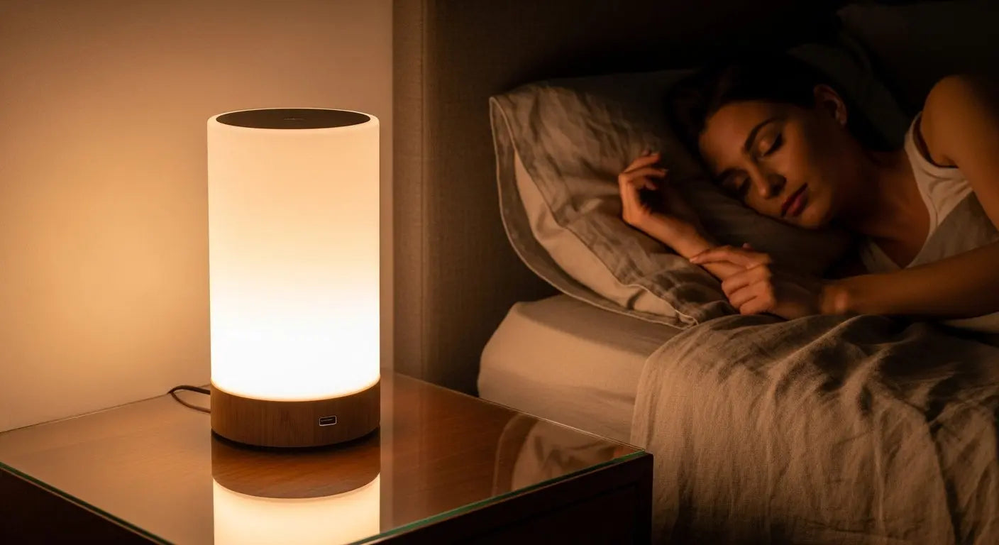 Chroma white portable RGB touch lamp for desks.