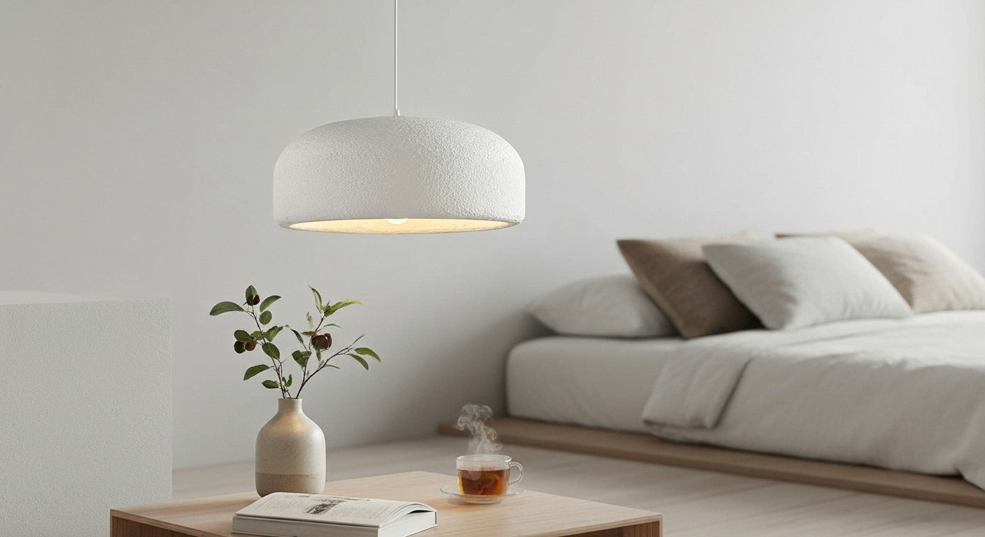 ZenGlow Organic Pendant Light: Japanese Minimalist Ceiling Lamp | E14 Ambient Droplight for UK/EU Homes | VelunaLumin VelunaLumin