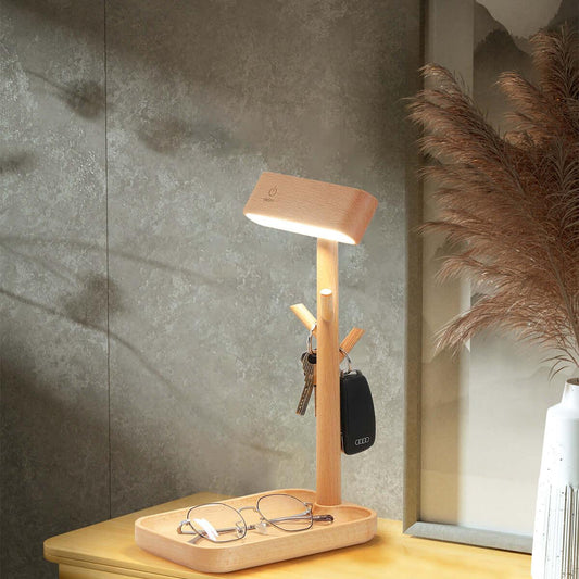 Ordo solid wood detachable LED desk lamp and organizer.