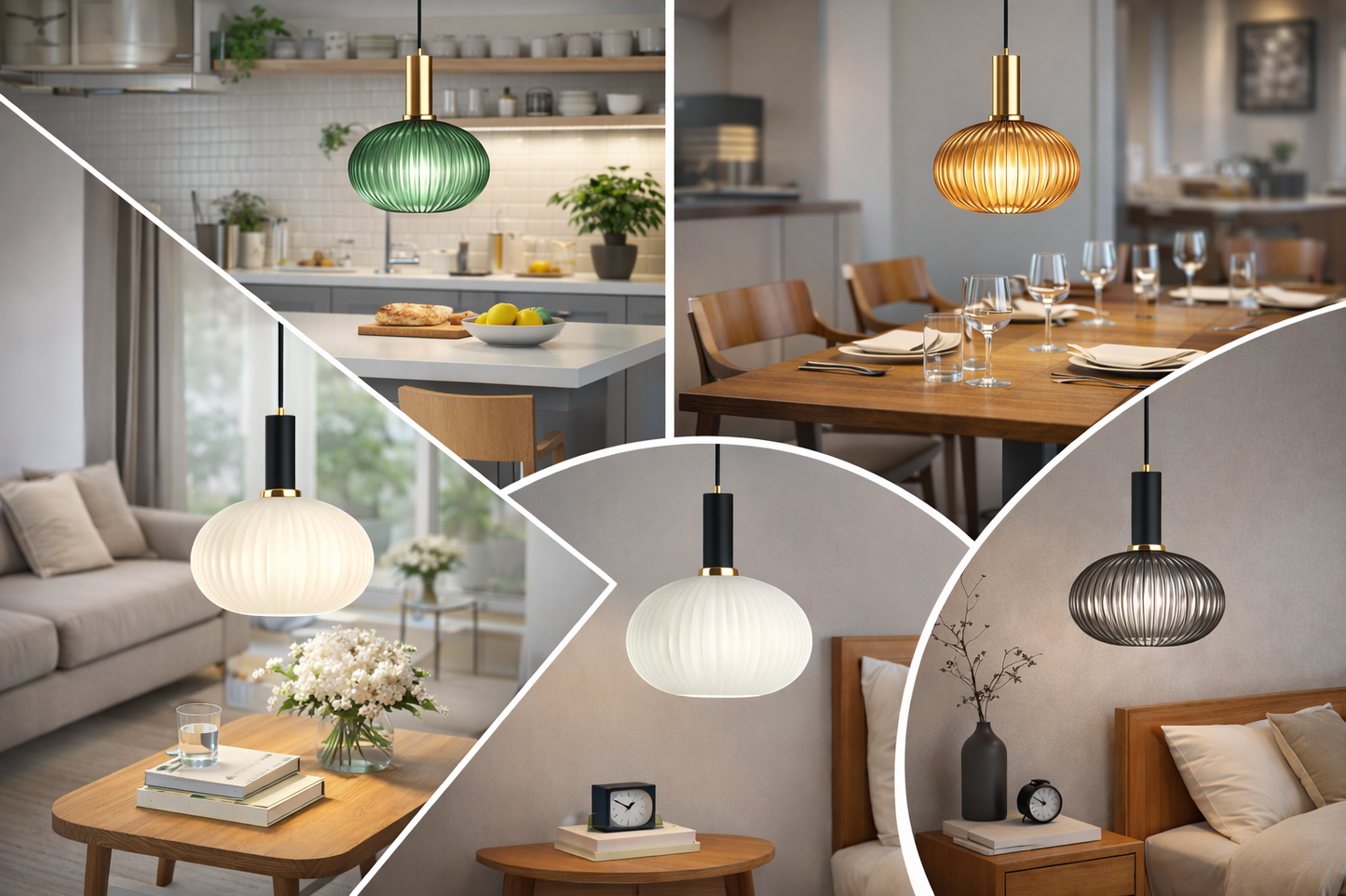 AuraSphere™ Nordic Glass Pendant | D30cm Hanging Lamp for Dining Room & Bedroom VelunaLumin