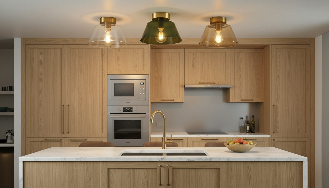 AuraSphere Ceiling Light | Modern Amber Glass & Gold Lamp for UK/EU VelunaLumin