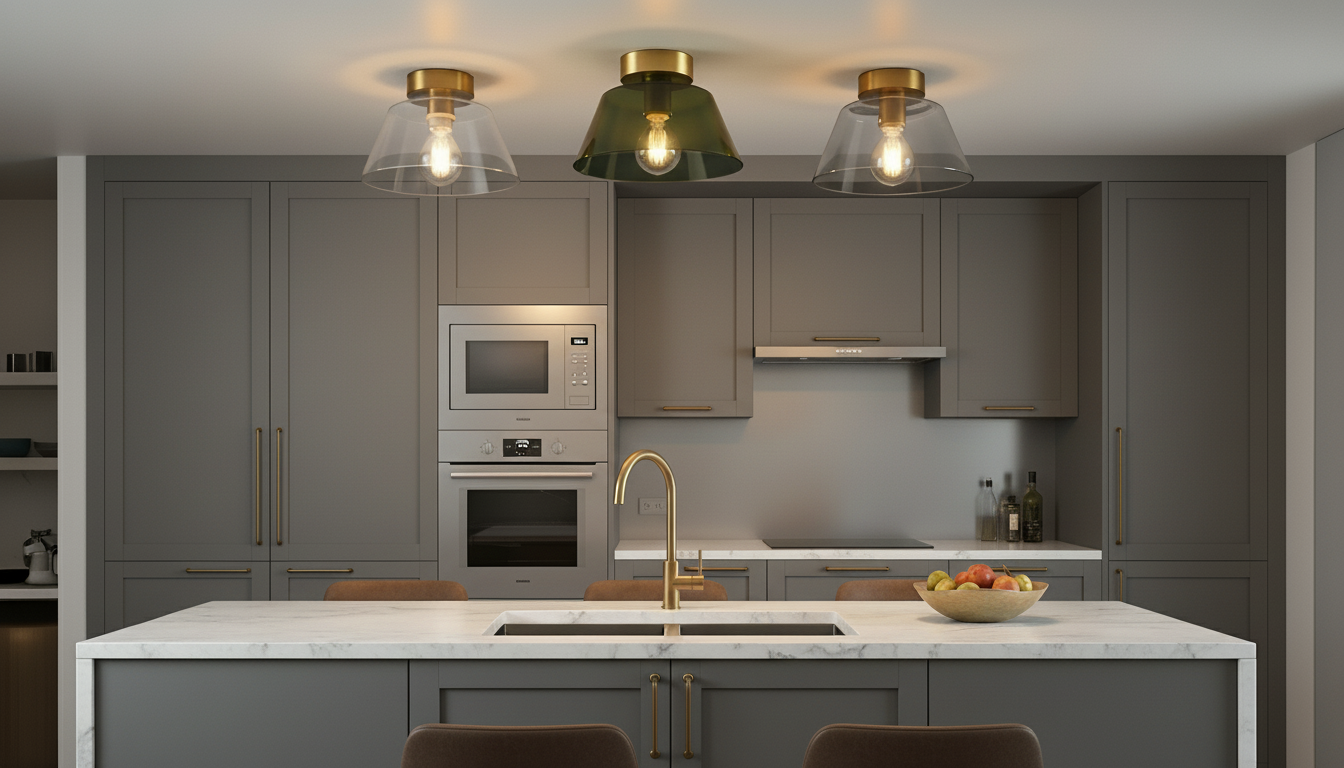 AuraSphere Ceiling Light | Modern Amber Glass & Gold Lamp for UK/EU VelunaLumin