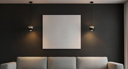 AuraSpire Architectural Pendant Light in a sleek Matte Black finish, featuring a minimalist aluminum body and optical spotlight lens. VelunaLumin.