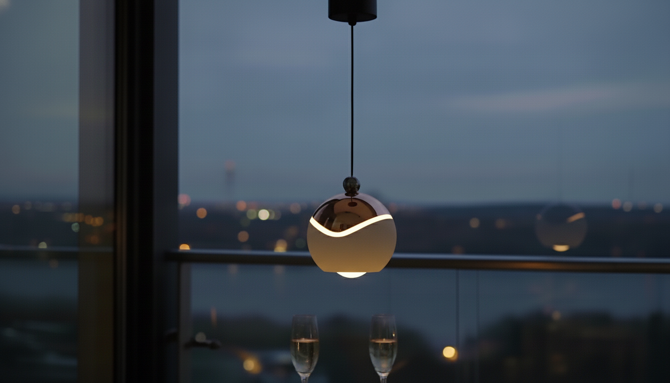 AuraSpire Architectural Pendant Light in a soft Off-White finish, featuring a minimalist aluminum body and optical spotlight lens. VelunaLumin.