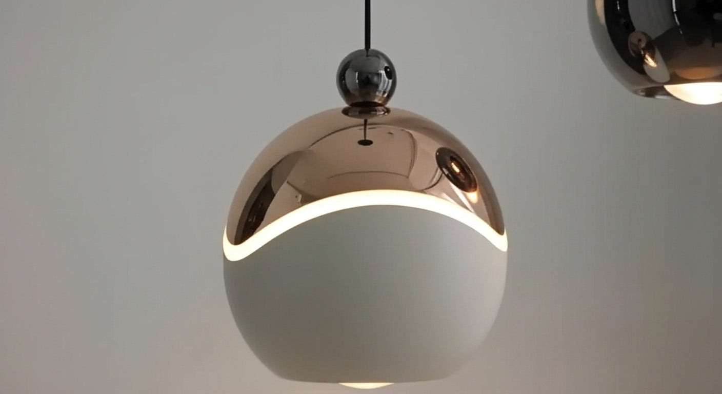 AuraSpire Architectural Pendant Light in a soft Off-White finish, featuring a minimalist aluminum body and optical spotlight lens. VelunaLumin