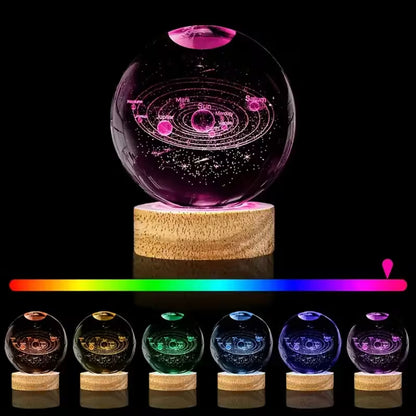 Cosmos Crystal Sphere | 3D Galaxy & Planet Night Light for Home Decor VelunaLumin