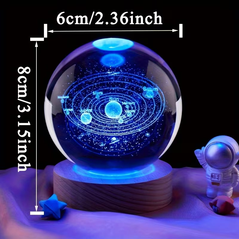 Cosmos Crystal Sphere | 3D Galaxy & Planet Night Light for Home Decor VelunaLumin