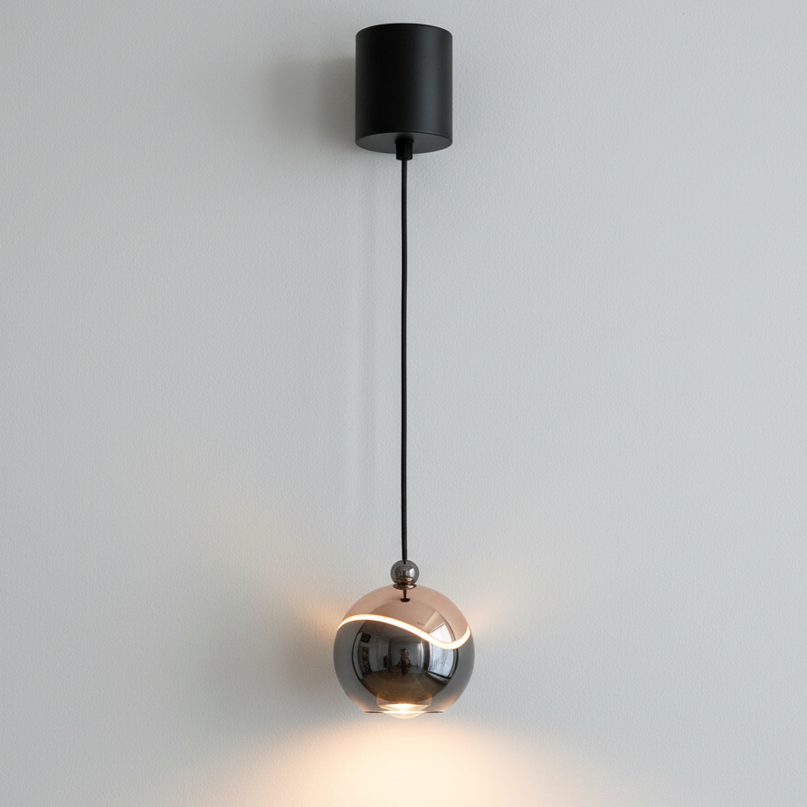 AuraSpire Architectural Pendant Light in a sleek Matte Black finish, featuring a minimalist aluminum body and optical spotlight lens. VelunaLumin.