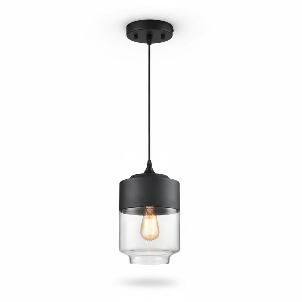 LuminaGrace Sleek Black & Smoke Glass Pendant Light - Sphere Shape, contemporary ceiling lamp with matte black metal base and sophisticated smoke grey glass globe, ideal for modern kitchens, VelunaLumin.