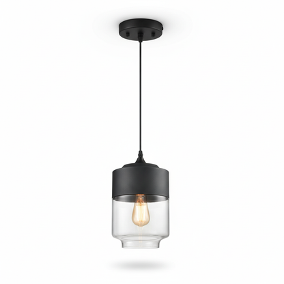 LuminaGrace Sleek Black & Smoke Glass Pendant Light - Sphere Shape, contemporary ceiling lamp with matte black metal base and sophisticated smoke grey glass globe, ideal for modern kitchens, VelunaLumin.