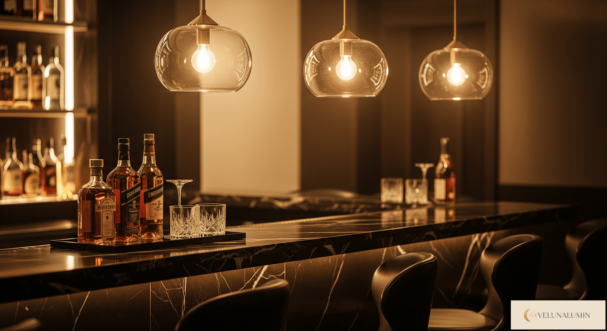 Ambrette™ Cognac Glass Pendant | 1 & 3-Head Nordic Hanging Lamp for Dining Room VelunaLumin