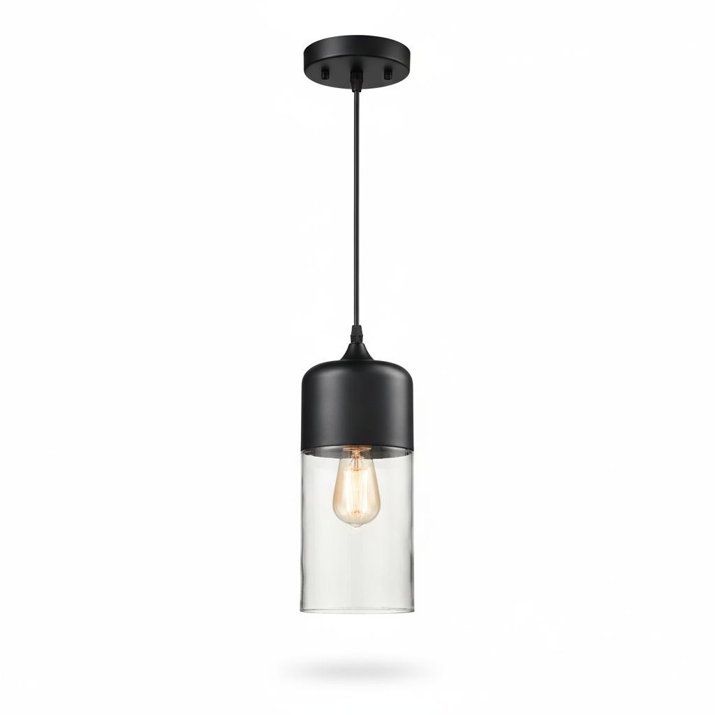 LuminaGrace Sleek Black & Smoke Glass Pendant Light - Sphere Shape, contemporary ceiling lamp with matte black metal base and sophisticated smoke grey glass globe, ideal for modern kitchens, VelunaLumin.