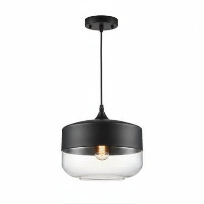 LuminaGrace Sleek Black & Smoke Glass Pendant Light - Sphere Shape, contemporary ceiling lamp with matte black metal base and sophisticated smoke grey glass globe, ideal for modern kitchens, VelunaLumin.