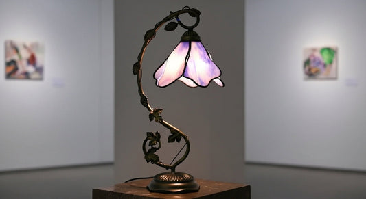 LuminaGlow Tiffany Desk Lamp: Handcrafted Stained Glass | Antique Mediterranean Table Light for UK/EU Homes VelunaLumin