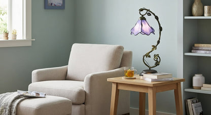 LuminaGlow Tiffany Desk Lamp: Handcrafted Stained Glass | Antique Mediterranean Table Light for UK/EU Homes VelunaLumin