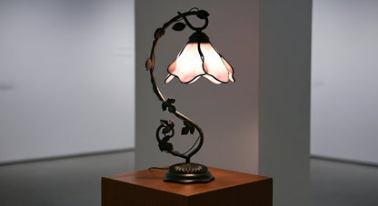 LuminaGlow Tiffany Desk Lamp: Handcrafted Stained Glass | Antique Mediterranean Table Light for UK/EU Homes VelunaLumin