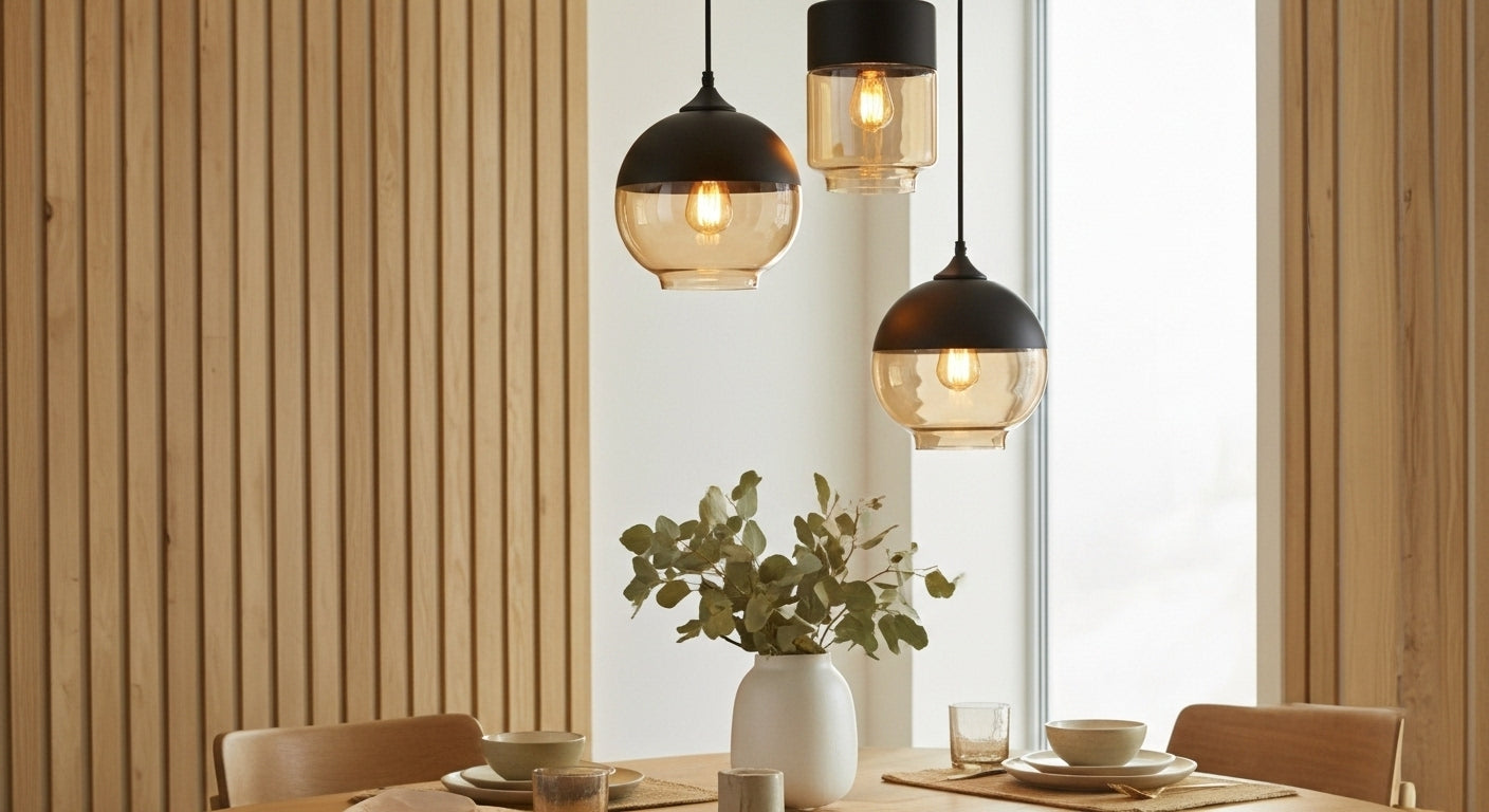 LuminaGrace Rich Amber & Clear Glass Slim Cylinder Pendant Light hanging above a velvet bedside table, casting a warm, intimate glow in a luxurious bedroom setting, VelunaLumin.