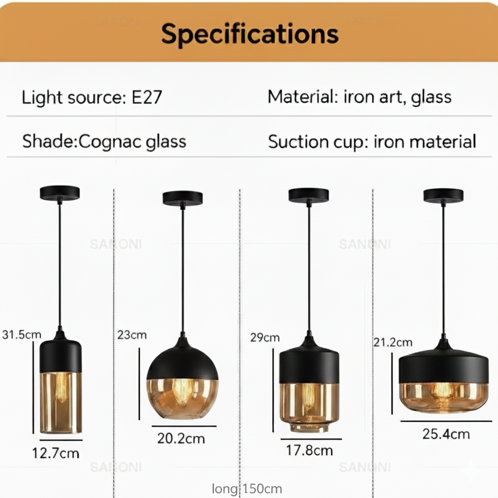LuminaGrace Pendant: Sleek Black & Smoke Glass | Modern Ceiling Light for UK/EU Homes | VelunaLumin VelunaLumin