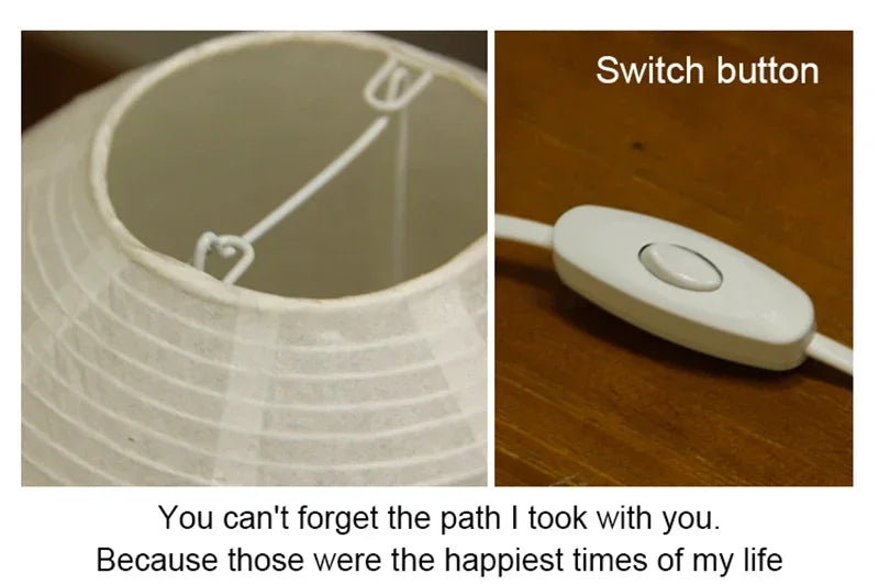 Close-up of the Akari Rice Paper Lamp, showcasing the delicate texture of the handcrafted rice paper shade and its unique, sculptural form. VelunaLumin.