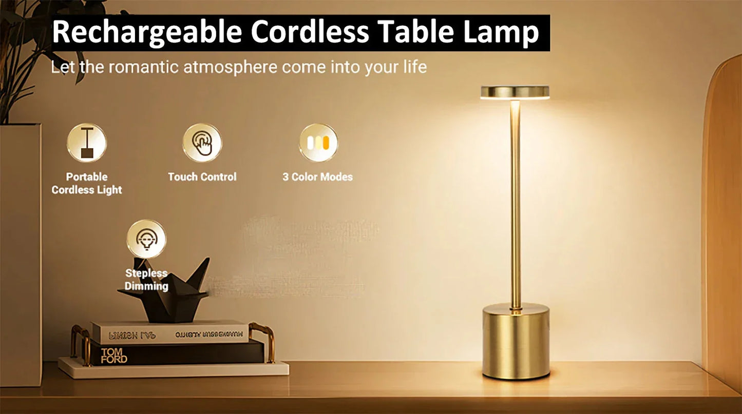 Atelier™ Rechargeable Metal Table Lamp | 3-Colour Touch Light for Bar & Outdoor VelunaLumin