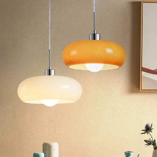 Plissé™ French Style Glass Pendant | Retro Hanging Lamp for Living Room & Restaurant VelunaLumin