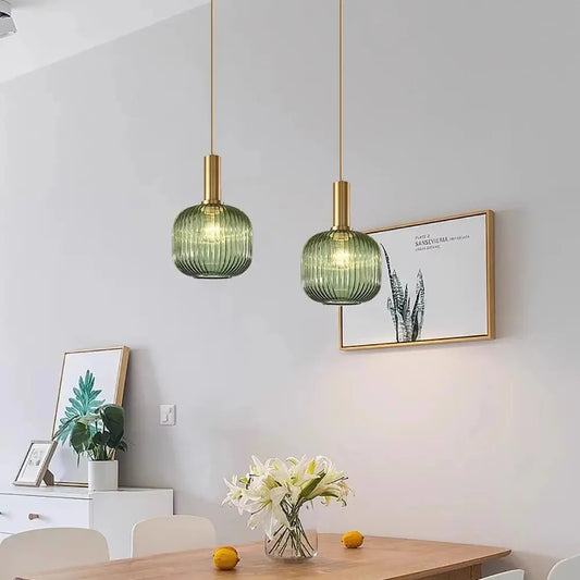 Wabi minimalist Japanese style glass pendant for kitchen.