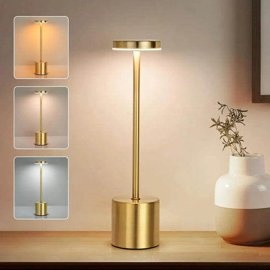 Atelier™ Rechargeable Metal Table Lamp | 3-Colour Touch Light for Bar & Outdoor VelunaLumin