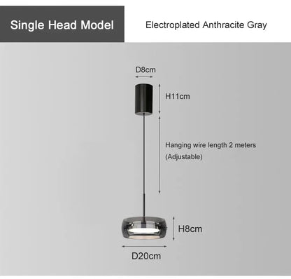 Aetheria modern plated glass pendant light for dining rooms.