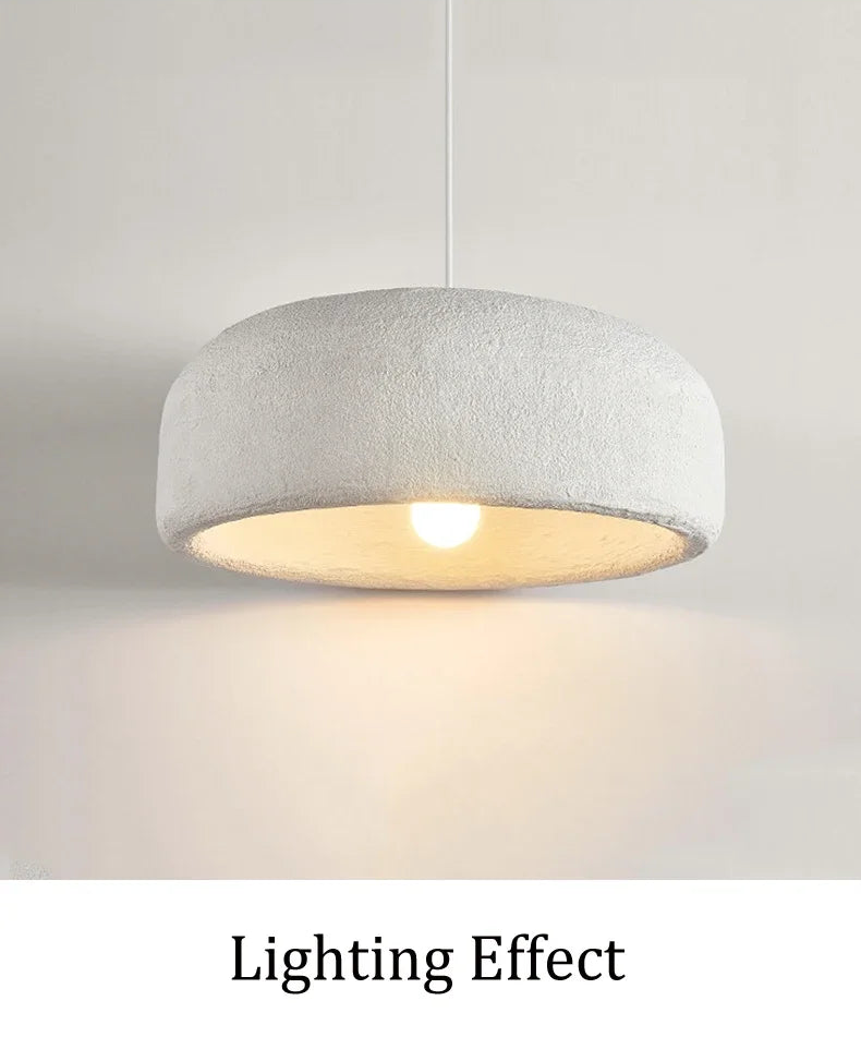 Detail of ZenGlow Pendant Light material, highlighting the durable yet lightweight high-polymer construction, offering a modern alternative to traditional paper lanterns, VelunaLumin quality.
