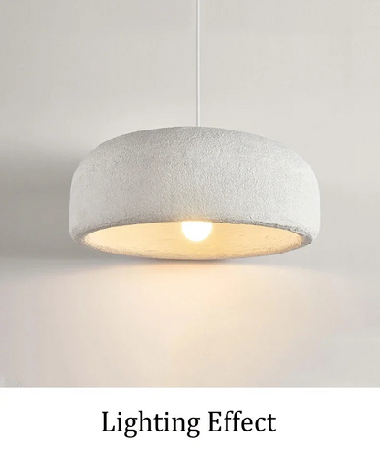 Detail of ZenGlow Pendant Light material, highlighting the durable yet lightweight high-polymer construction, offering a modern alternative to traditional paper lanterns, VelunaLumin quality.