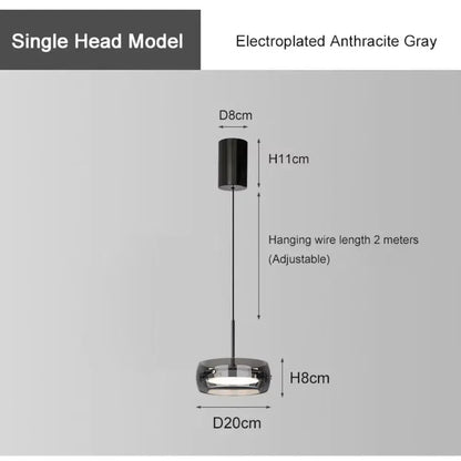 Aetheria modern plated glass pendant light for dining rooms.