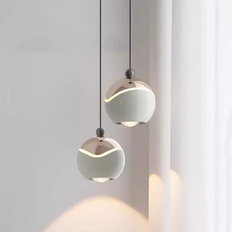 AuraSpire Architectural Pendant Light in a soft Off-White finish, featuring a minimalist aluminum body and optical spotlight lens. VelunaLumin.