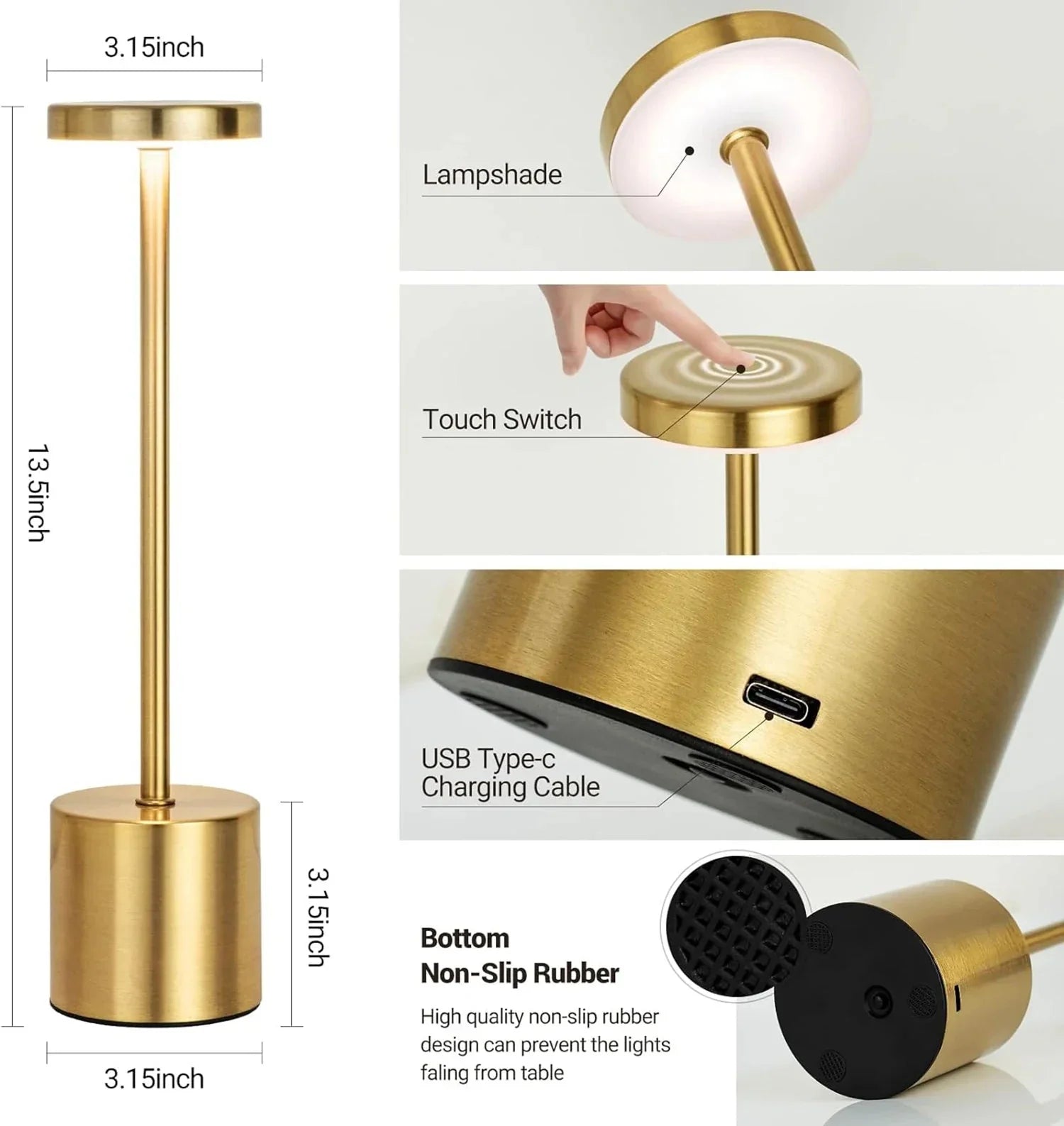 Atelier™ Rechargeable Metal Table Lamp | 3-Colour Touch Light for Bar & Outdoor VelunaLumin