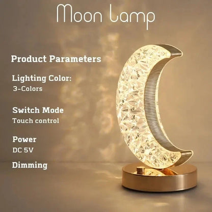 LunaSphere™ 3D Moon Crystal Lamp | Touch Dimming USB Bedside Night Light VelunaLumin