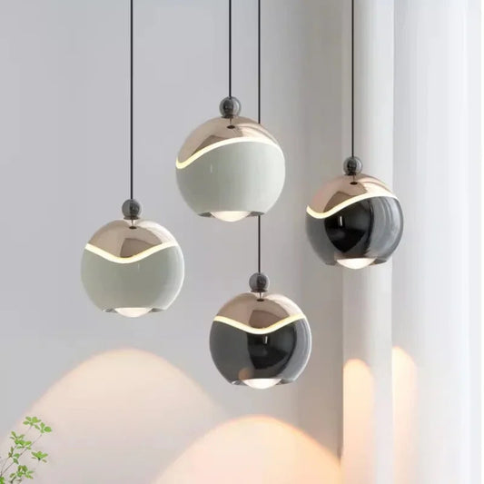 AuraSpire Architectural Pendant Light in a soft Off-White and Black finish, featuring a minimalist aluminum body and optical spotlight lens. VelunaLumin.