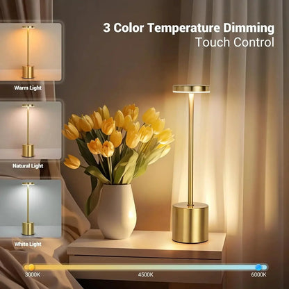 Atelier™ Rechargeable Metal Table Lamp | 3-Colour Touch Light for Bar & Outdoor VelunaLumin