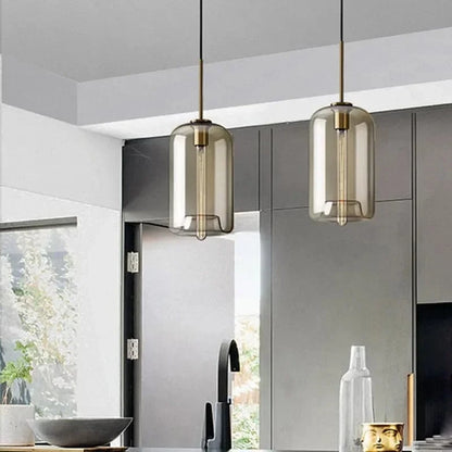 Ambrette™ Cognac Glass Pendant | 1 & 3-Head Nordic Hanging Lamp for Dining Room VelunaLumin