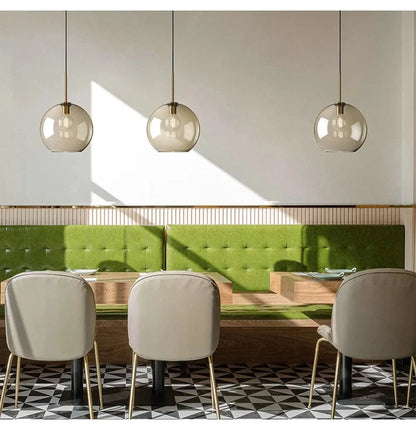 Ambrette™ Cognac Glass Pendant | 1 & 3-Head Nordic Hanging Lamp for Dining Room VelunaLumin