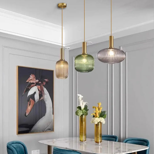 Wabi minimalist Japanese style glass pendant for kitchen.
