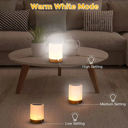 Chroma white portable RGB touch lamp for desks.