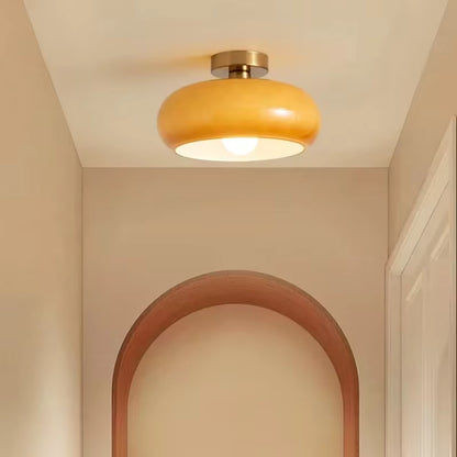 Plissé retro French style pleated glass pendant in orange.