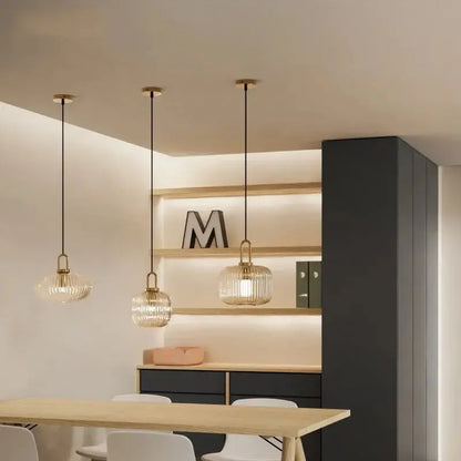 Wabi minimalist Japanese style glass pendant for kitchen.