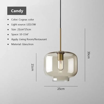 Ambrette™ Cognac Glass Pendant | 1 & 3-Head Nordic Hanging Lamp for Dining Room VelunaLumin