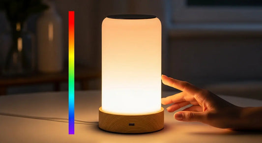 Chroma white portable RGB touch lamp for desks.