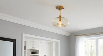 Pebble minimalist glass ceiling light for modern hallway.