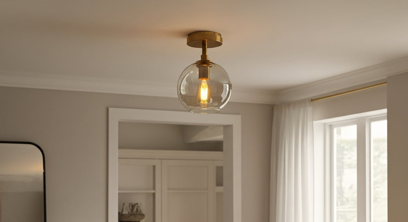 Pebble minimalist glass ceiling light for modern hallway.