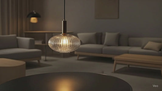 AuraSphere Nordic D30cm glass pendant in a bedroom.