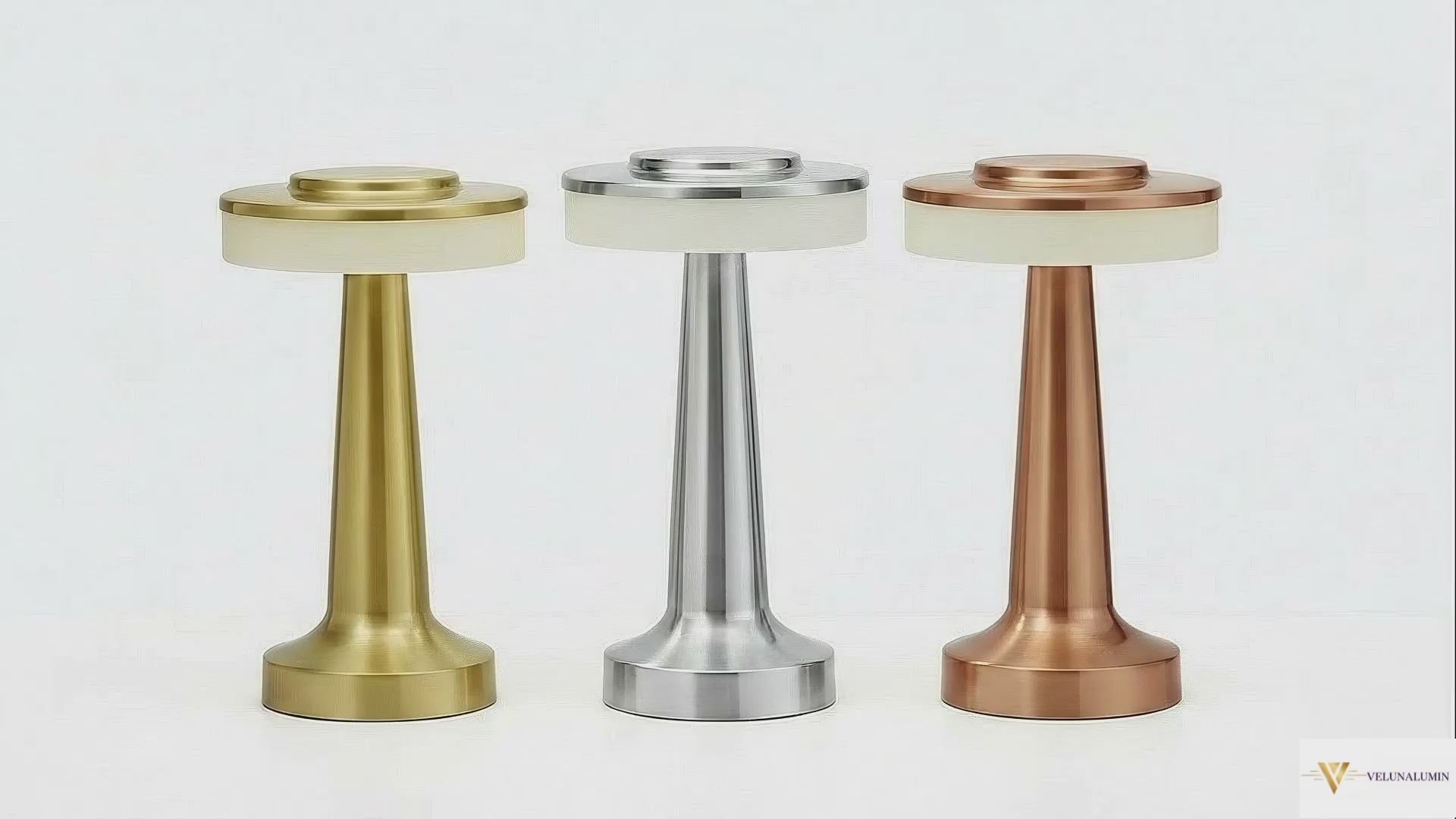 AuraGlow Cordless Touch Lamp in finish, dimmable with 3 colour modes. VelunaLumin.